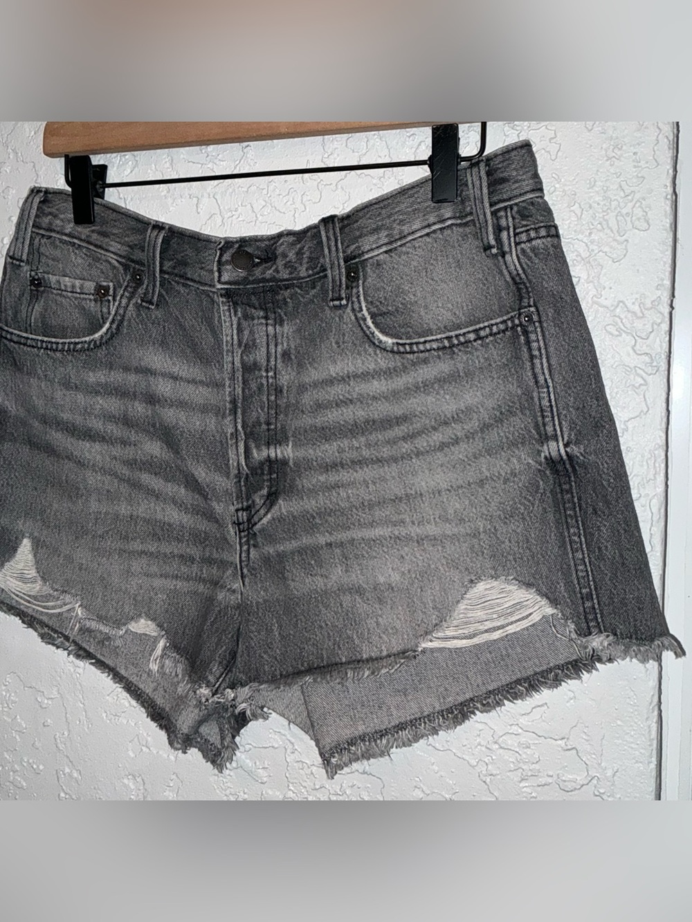 Wild Fable High Rise Mini Women's Black Distressed Denim Shorts - Picture 4 of 11